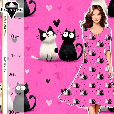 Cats in Love pink, luomutrikoo