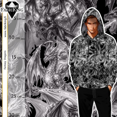 Fantasy Dragons black, luomutrikoo