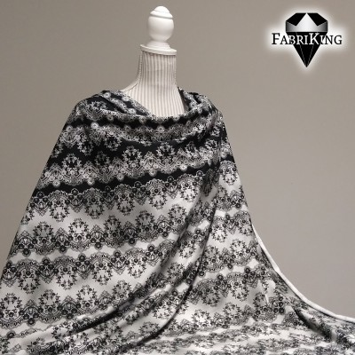 Flower lace black and silver, trikoo