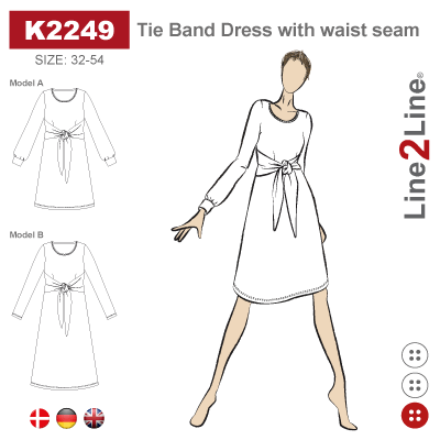 Line2Line:  Tie Band Dress with waist seam