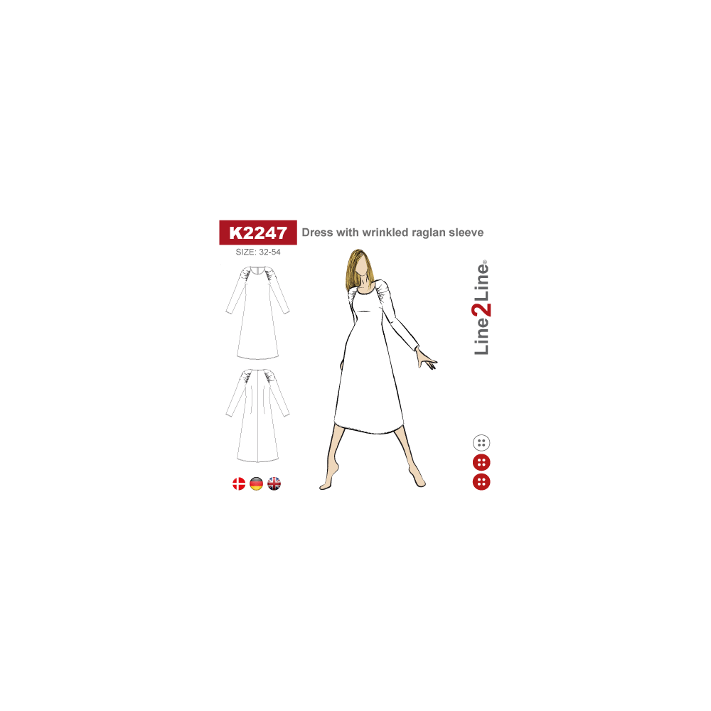 Line2Line: Dress with wrinkled raglan sleeve