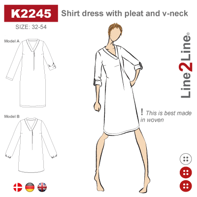 Line2Line: Shirt dress with pleat and v-neck