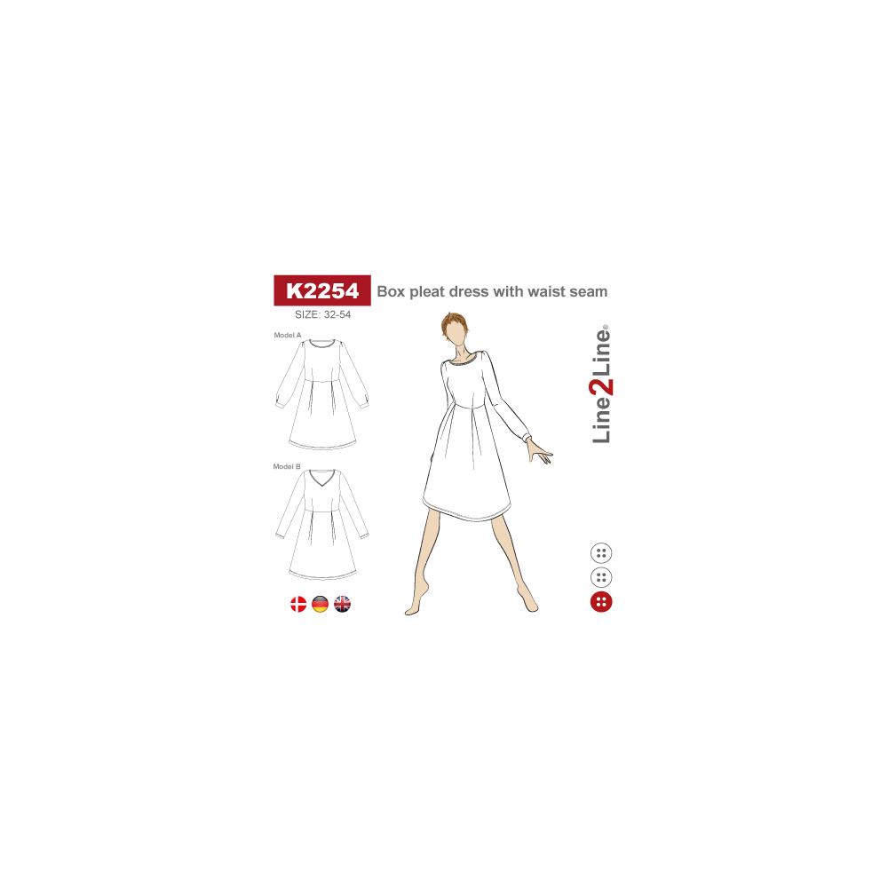 Line2Line: Box pleat dress with waist seam