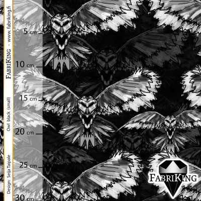 Owl black (small), puuvillasatiini 0,8m